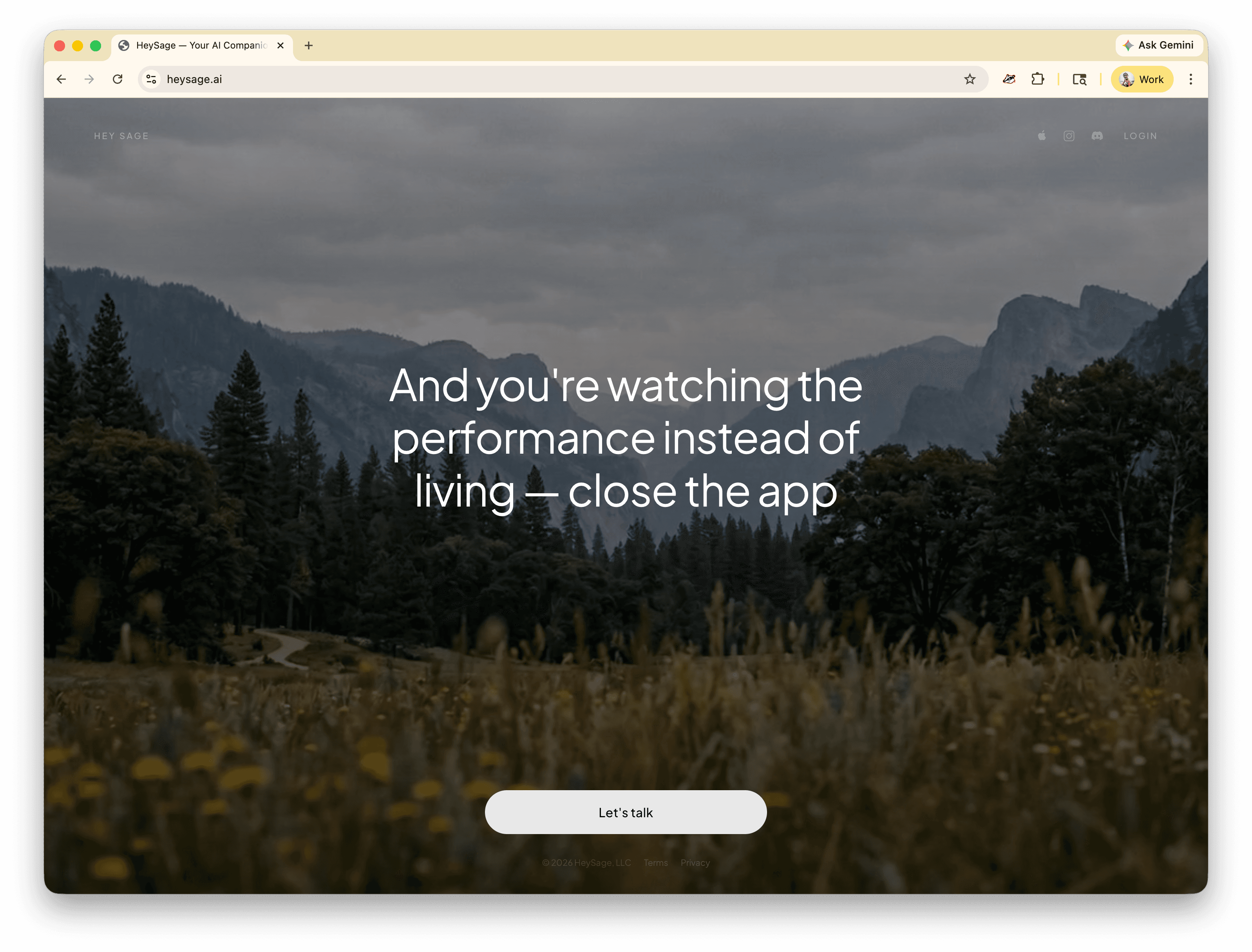 HeySage.ai — landing page responding with direct, anti-sycophantic advice